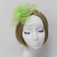 thumbnail image 3 of Bridal Flower Feather Hair Clip Fascinator Women's Day Wedding Races Headpiece Lime Green, 3 of 8