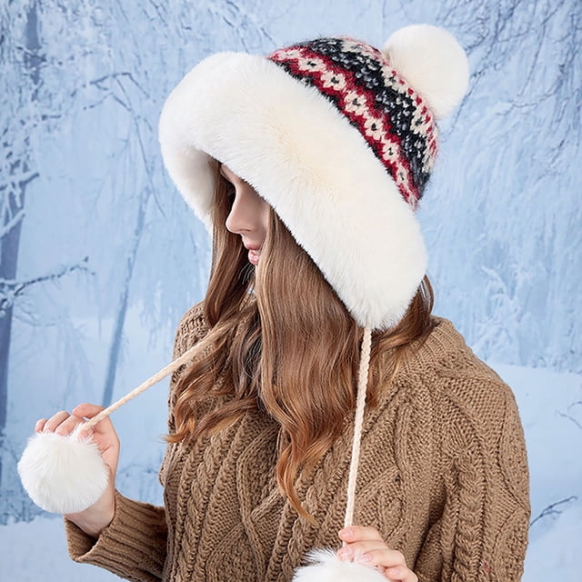 Gorro de invierno Wancir para mujer, estilo peruano, con orejeras, de sherpa, para esquí y nieve, tejido con forro polar.