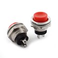 thumbnail image 1 of 2Pcs Interruptor de botón momentáneo SPST negro con rosca de 16 mm y tapa roja, AC125V 3A, 1 of 1