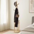 thumbnail image 1 of Perchero de Ropa Giratorio, Perchero Independiente para Recibidor con 3 Estantes y 6 Ganchos, Ideal para Dormitorio, Entrada y Sala de Estar, Bufandas y Bolsos 40 * 40 * 164CM Beige, 1 of 7