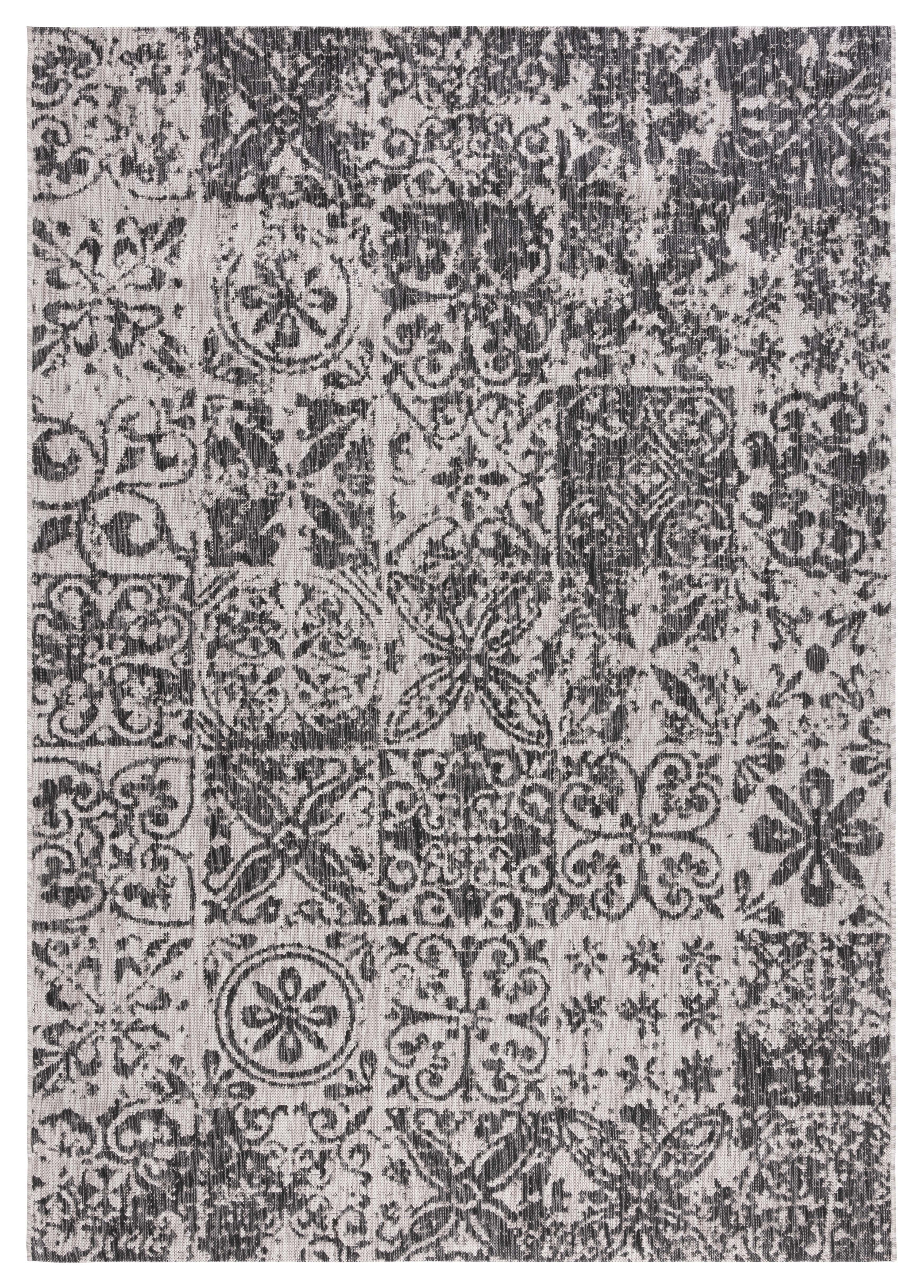 Safavieh Courtyard Taegan Floral Indoor/Outdoor Area Rug, Black/Beige, 6'7" x 9'6"