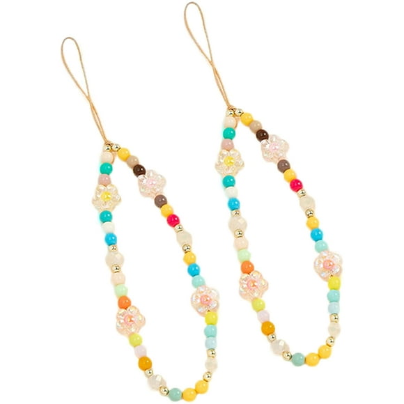 Staqlo 2Pcs Mobile Phone Lanyard Wrist Strap Handmade Girly Style Fixed Beads Pearl Bracelet Camera Car Key MP3 MP4
