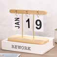 thumbnail image 4 of Vintage Wood Perpetual Calendar, Wooden Flip Calendar Turn Page Month Date Display for Desk Style 1, Brown, 4 of 5