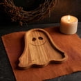 thumbnail image 6 of WWC Halloween Ghost Serving Tray, Halloween Decor Snack Dish Platter for Candy Fruit, Gothic Wooden Table Plate for Spooky Party Decor, 6 of 9
