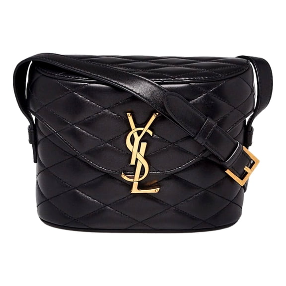 Saint Laurent June Quilted Leather Crossbody Bag in Black with Gold Hardware