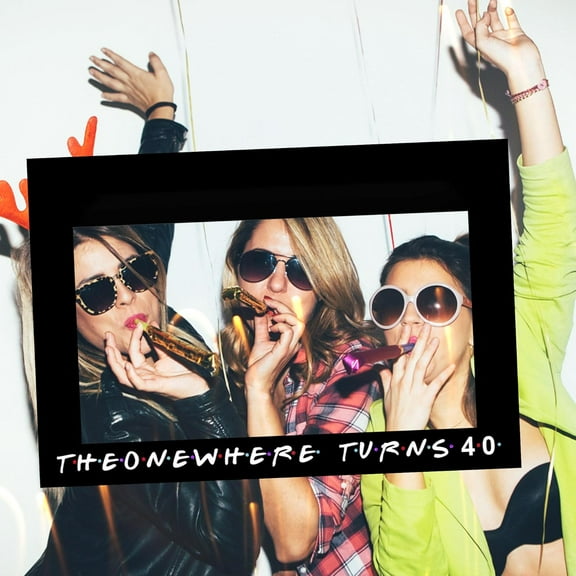 40th Birthday Nostalgic Photo Frame Props - Black and White Polka Dot Retro Backdrop 90s Friendship Theme Party Decoration