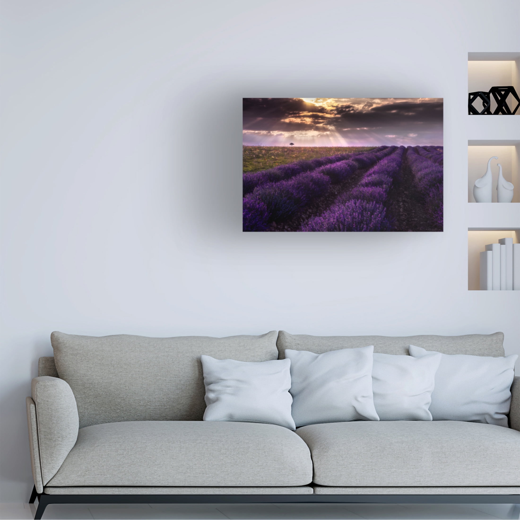 Canvas Wall Art - Jesus Concepcion Alvarado 'Between Flowers' Wall Art for Living Room, Bedroom, or Office D?cor by Trademark Fine Art - 24 x 16 Inches