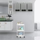 thumbnail image 4 of Estantería de esquina móvil para baño, organizador de almacenamiento para cocina, sala de estar, refrigerios, artículos de tocador, carrito rodante de tres niveles con ruedas, estante de almacenamient, 4 of 6