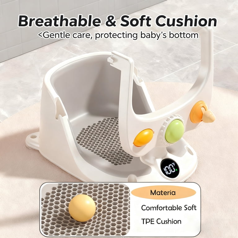 Oioane Baby Bath Seat with Thermometer, 6+ Months photo 2
