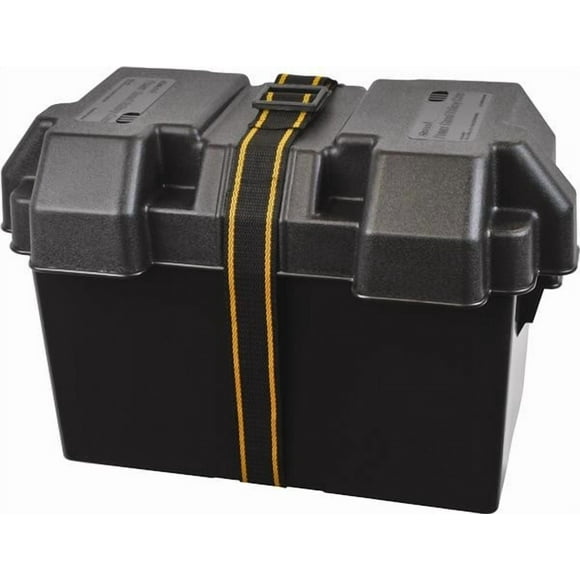 Attwood Marine Battery Box 9067-1 PowerGuard 27; For Use With 27/27F/27M Series Batteries; With Mounting Hardware; Standard Size; Black; Polypropylene; Vented