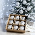 thumbnail image 5 of QISIWOLE 9 Piece Assorted Christmas Bauble Box Set, Silver & White Special Shape Ornaments, 3.15 x 3.15 in Plastic Baubles, for Christmas Tree and Holiday Decor, 5 of 5
