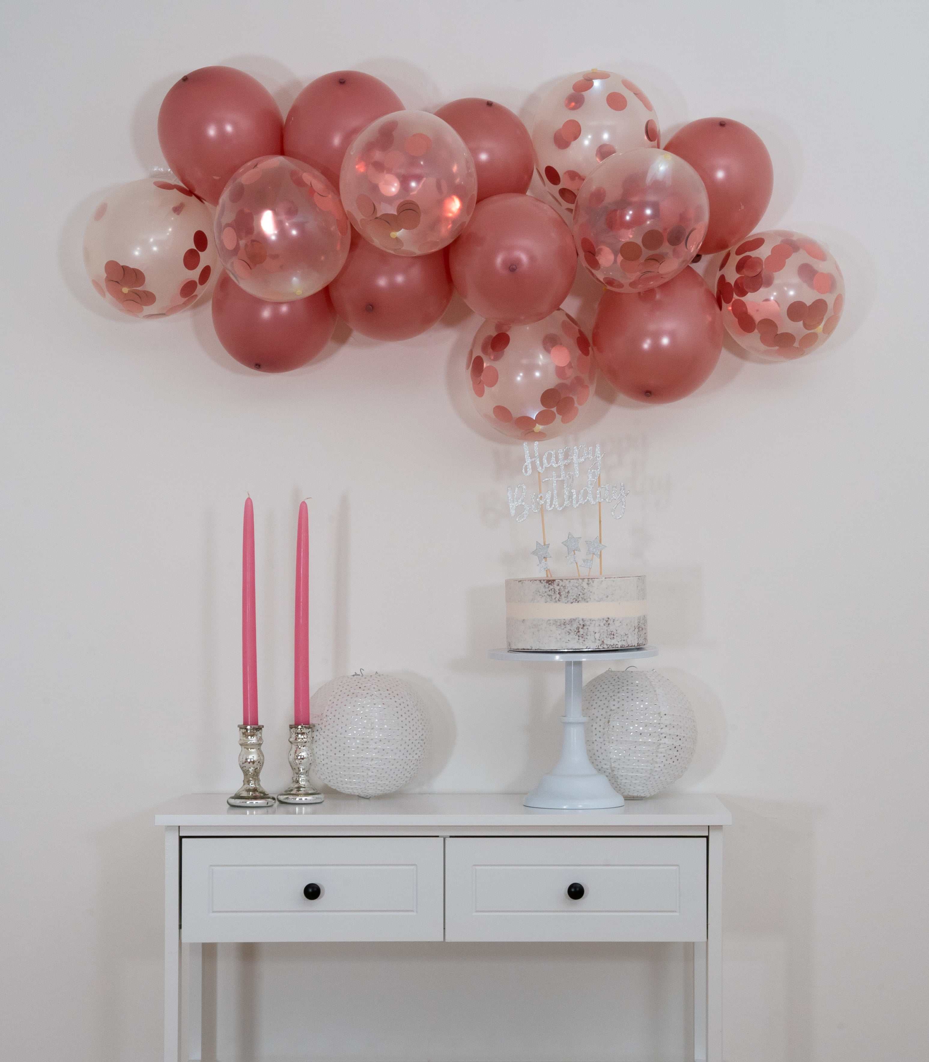 illooms LED Light-Up Latex Party Balloons, Metallic Rose Gold Confetti, 15 pack