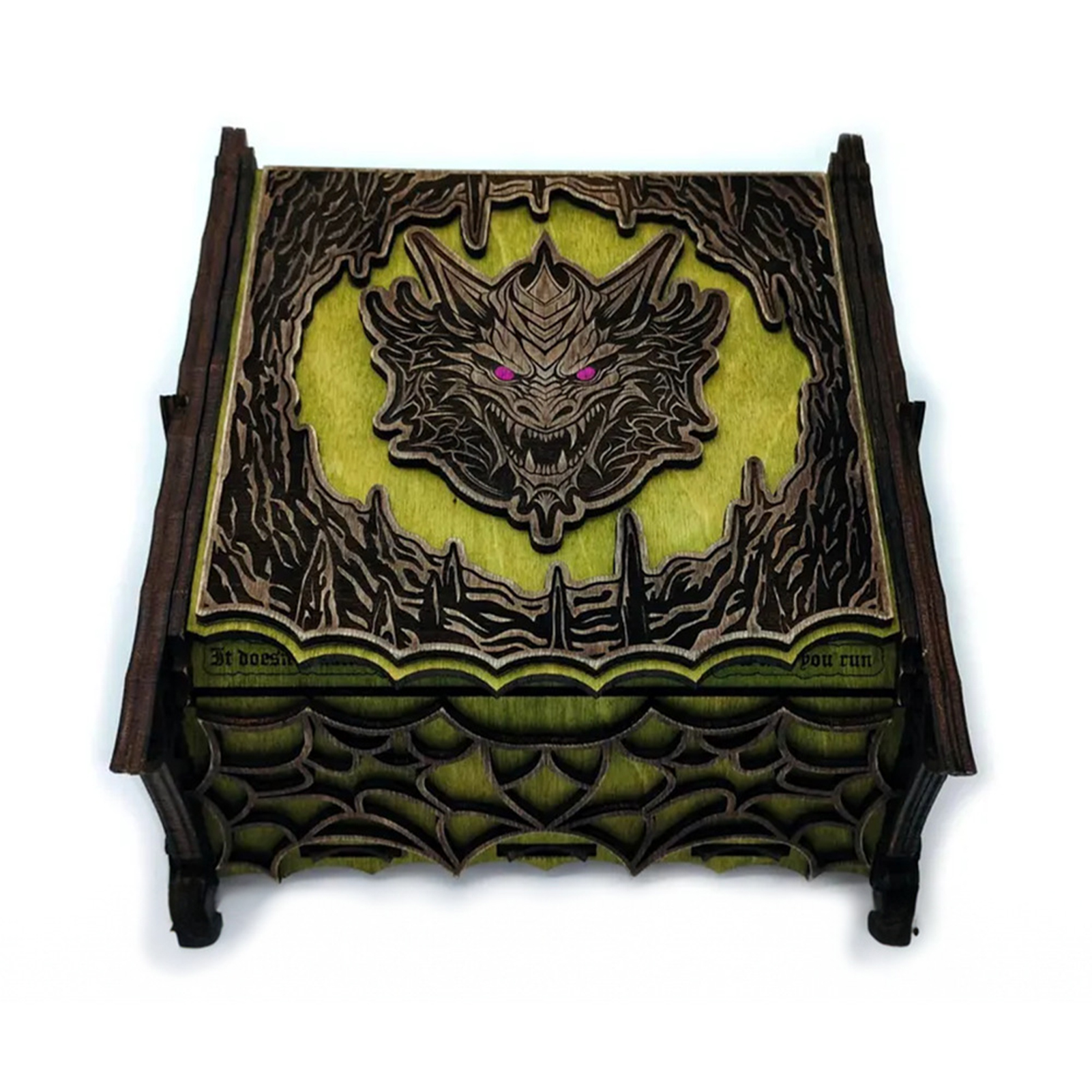 OIUR Dragon Pattern Wooden Box Jewelry Storage Organizer Vintage Collectible Storage Box for Home Decor Friends Gift