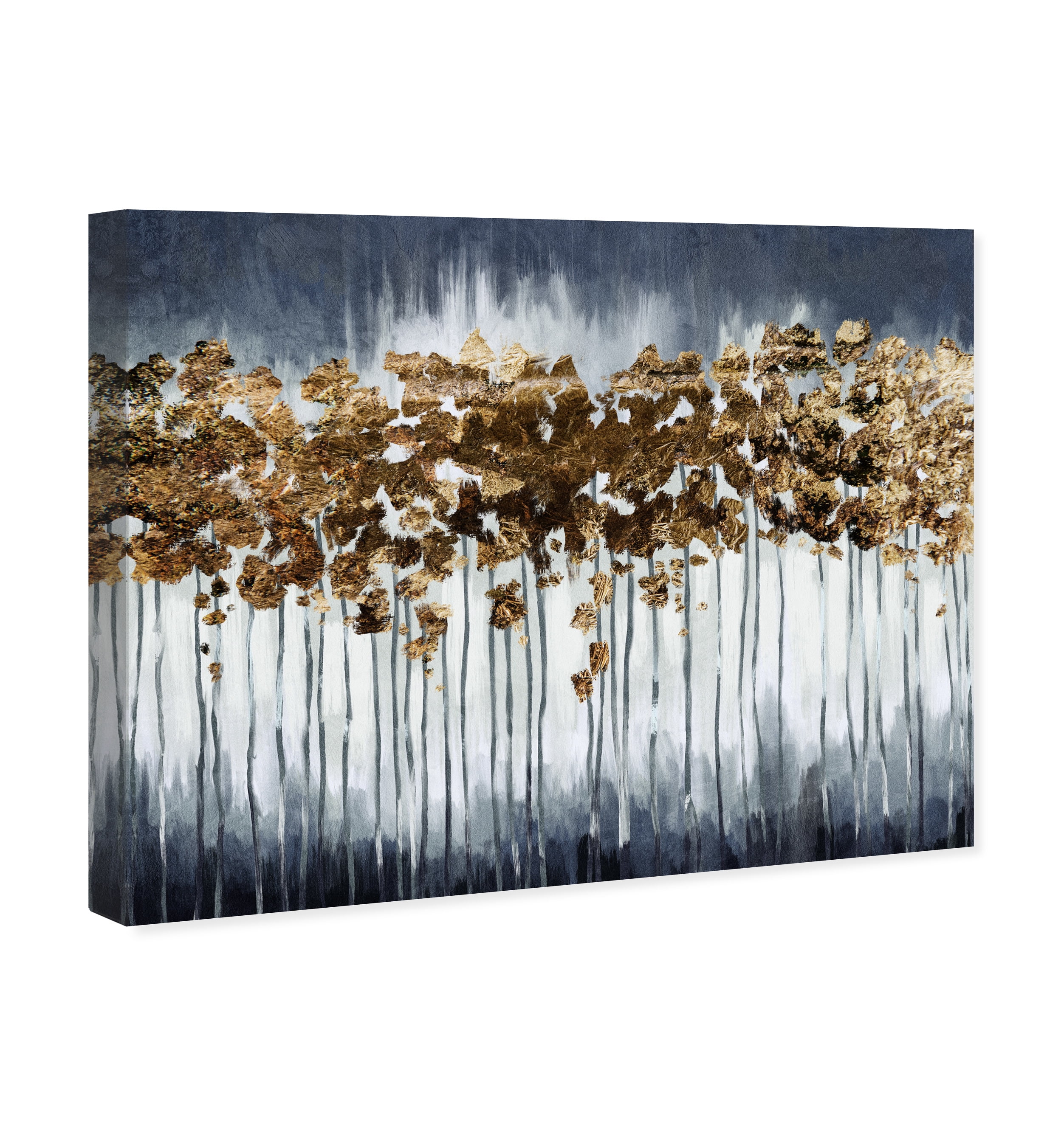 Golden Falls Abstract Wall Art Print Blue 36x30