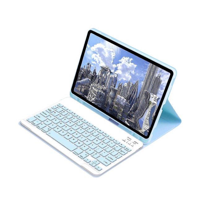 1 Ensemble Clavier pour Tablette et Étui de Protection Clavier Coloré Sans Fil Compatible Bluetooth avec Cadeau de Haute Qualité