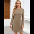 thumbnail image 4 of Vestidos Casuales de Larga para Mujer, Estilo Camiseta , Conjuntos de Otoño Camello M, 4 of 7
