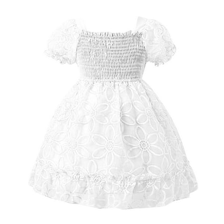

Rovga Toddler Girl Dress Clothes Kids Baby Spring Summer Print Ruffle Tulle Short Sleeve Party Decorations Princess Dresss