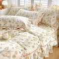 thumbnail image 2 of Floral Yellow Green Ruffles 100% Cotton 3Pc Bedding Set, 2 of 8