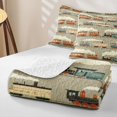 thumbnail image 4 of Castle Fairy Cartoon Retro Steam Train Bed Spread Queen,Soft Cloud Locomotive Queen Coverlet Set for Bedroom,Warm Gray, 4 of 7