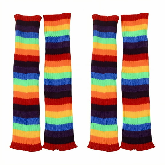 TELOLY 2Pairs Leg Warmers for Women Winter,Mid-Calf Length Leg Warmers for Girls,One Size Fits Most Leg Warmers 80S Women,Contrasting Colors1