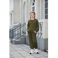 thumbnail image 3 of Arshiner Girls 2 Piece Outfits Tracksuits Casual Crewneck Sweatshirts Side Zipper Pullover and High Waisted Sweatpants Set, 3 of 5