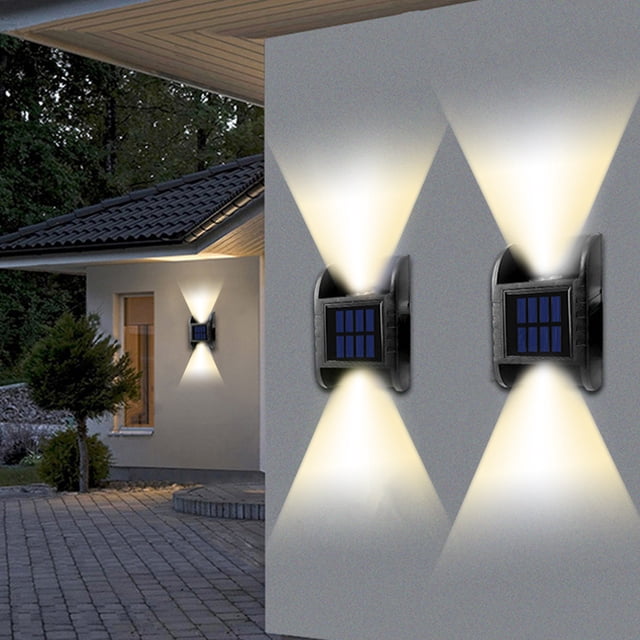 Xihbxyly Iniciar Sesión En Mi Cuenta Lámpara Solar de Pared Iluminada Hacia arriba y Hacia Abajo Exterior, Ip65, Decoración Moderna para El Hogar, Jardín, Porche, Color Negro, Paquete de 2