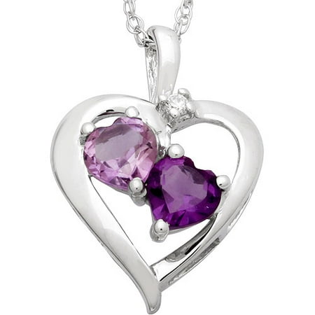 Amethyst Double Heart W/cz Pend