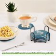 thumbnail image 4 of 6 Pcs Drink Coasters with Holder 3.94in Woven Coasters for Drinks Abstract Blue and White Butterfly Coaster Set for Protection Table, 4 of 7
