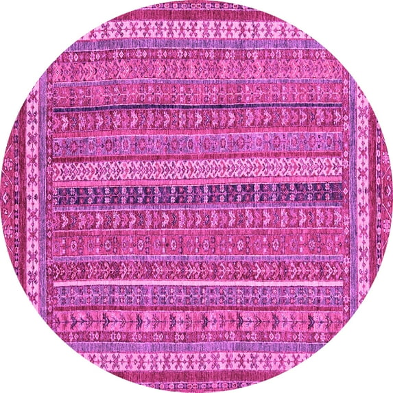 Ahgly Company Indoor Round Abstract Pink Modern Area Rugs, 7' Round