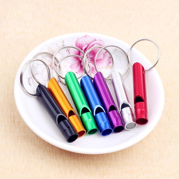 12 pcs  Aluminum Alloy Multifunction Whistle Mini Emergency Hiking Camping Survival Whistle（random color）