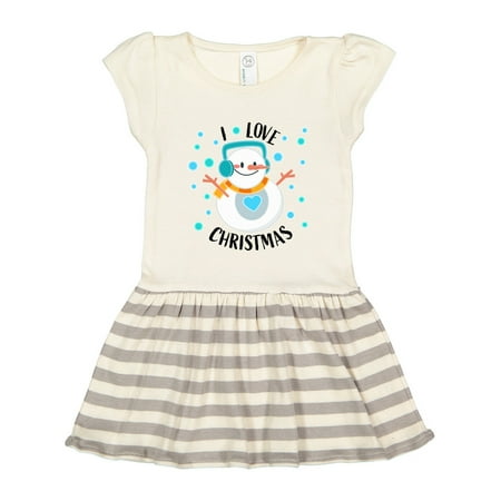

Inktastic I Love Christmas- Cute Snowman Gift Toddler Girl Dress