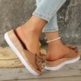 thumbnail image 5 of Rokment Bow Platform Wedge Sandals for Women Fashion Casual Bowknot Open Toe Chunky High Heel Dress Slip on Comfortable Walking Slides Summer Beach Vacation Brown Size 7, 5 of 7