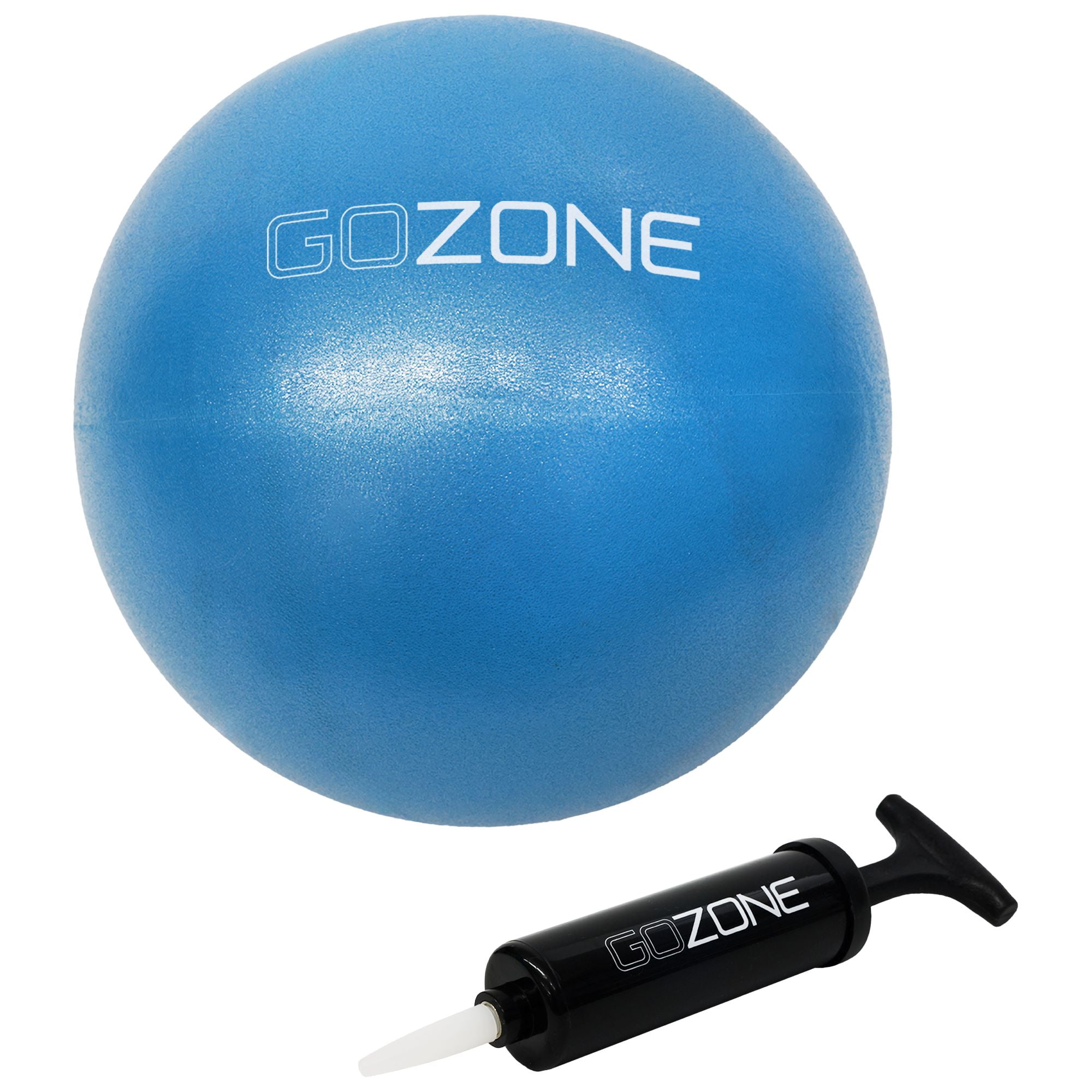 GoZone Exercise Ball for Pilates, Balance Ball for Toning, Yoga and Barre, Anti Burst, Includes Hand Pump, Blue, 9 Inch