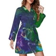 thumbnail image 2 of Colorful Splash Pajama Robe Abstract Ink Print Long Sleeve Casual Pajamas Robes Woman V Neck Cute Bathrobe Autumn Design Dress, 2 of 7