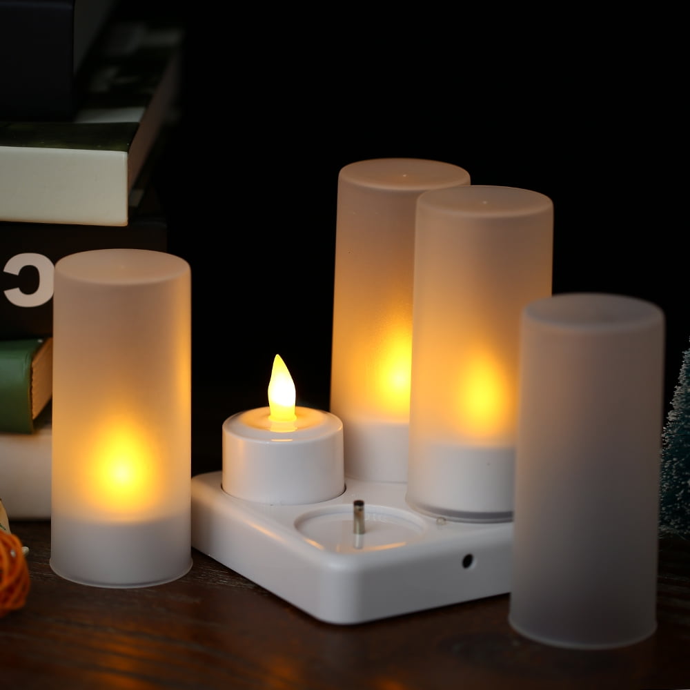 Candele solari senza fiamma LED Tea Light Flicker Candles Warm Light Yellow Light  candela finta impermeabile