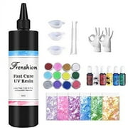 UV Resin Kit,31Pcs Resin Jewelry Making Kit with 500g Fast Cure Clear Hard Low Odor UV Resin, Color Pigment, Resin Accessories, UV Resin Starter Kit for Jewelry Earrings Necklace Bracelet