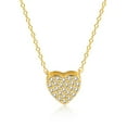 thumbnail image 2 of Lancharmed 14K Gold Plated Necklace for Women One Side Full Zirconia Heart Pendant Necklace Sister Gifts for Women, 2 of 8