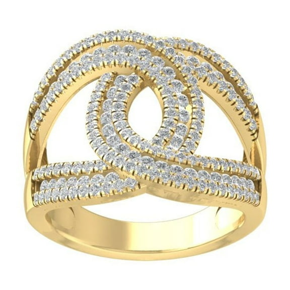 ARAIYA FINE JEWELRY 14K Yellow Gold Round Lab Grown Diamond Band Ring (1 cttw, VS Clarity, D-F Color) Size 6.5