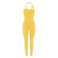 thumbnail image 5 of Gibobby pantalones siameses de pierna ancha Mono multicolor informal deportivo delgado con cuello colgante y nalgas sin espalda para mujer(Amarillo， S), 5 of 5