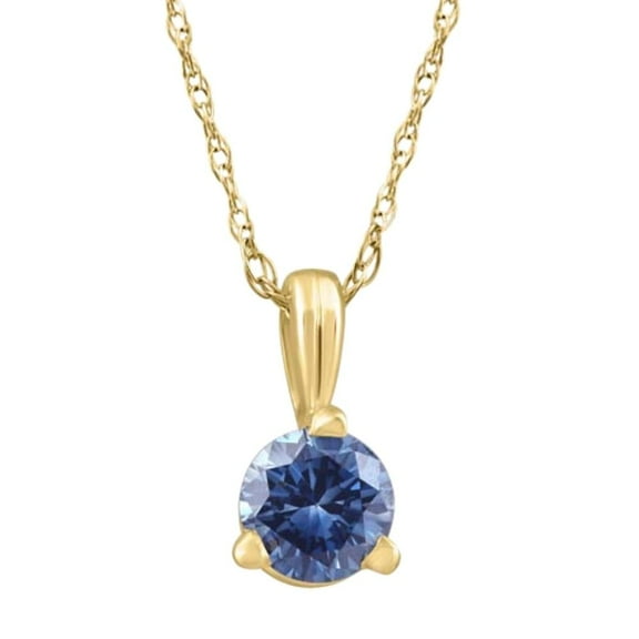 Pompeii 1/5Ct Blue Diamond Pendant Lab Grown Necklace in 14k Yellow Gold (Blue,VS)