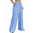 thumbnail image 2 of Women Wide Leg Linen Pants, High Waisted Summer Casual Cotton Linen Palazzo Pants with Pockets XXXL, 2 of 6
