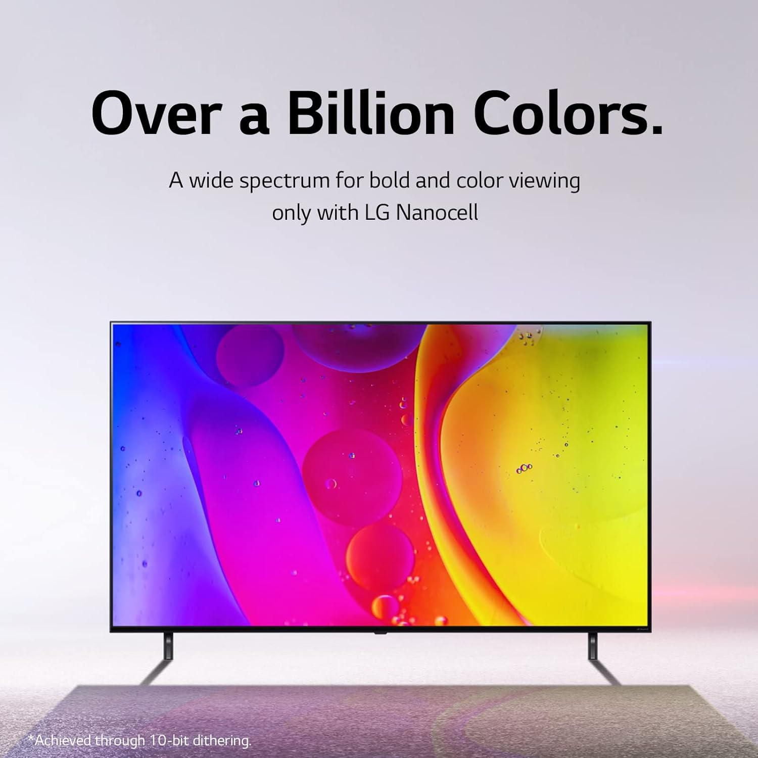 LG 65-Inch NANO75 NanoCell 4K Smart TV - α5 AI Processor 4K, HDR10