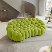 99 Bubble Couch Modern, Oversized Curved Couches, Lazy Floor Sofa, Lemon Green Bubble Couch,Modern Upholstered Comfy Mesh Fabric 3D Honeycomb Shape Couches for Living Room,Office,Apartment,3-Seater