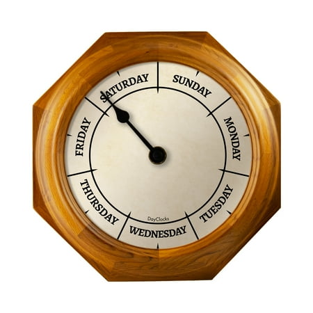 Octagon Wall Clock - DayClocks™ Classic Oak Day-of-the-Week Wall Clock