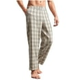 thumbnail image 3 of IROINNID Pajama Pants for Men Cotton Linen Loose Casual Pants Lightweight Elastic Waist Pants Pajama Pants,Beige, 3 of 5
