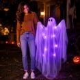 thumbnail image 6 of Large Hanging Layer Tulle Ghost Ornament Halloween Light Up Ghost Decor 47.20 Inch Tall Floating Ghost Decor with LED Lights for Tree Porch Window Outdoor Halloween Yard Party Decor, 6 of 6