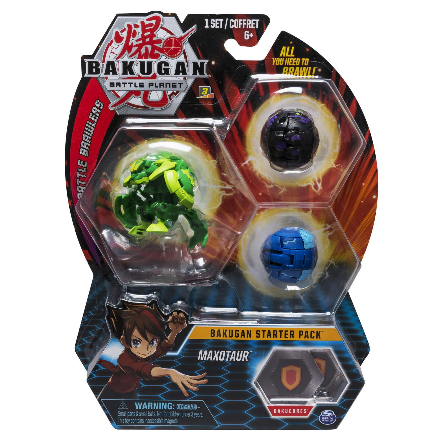 Bakugan, Starter Pack 3 personnages, Maxotaur, Créatures transformables à collectionner, à partir de 6 ans