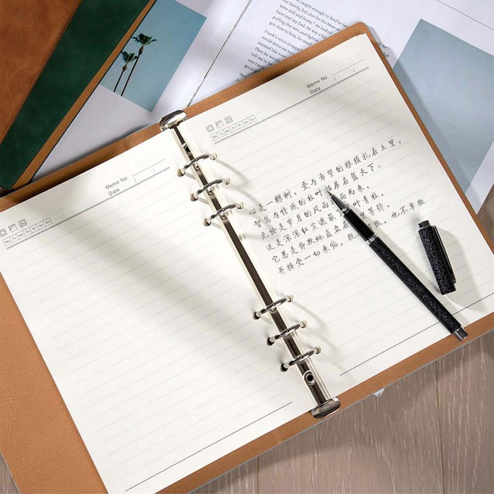 Sorrowso Practical 6 Ring Binder Planner Notebook A5 Refillable Loose Leaf Round Ring Journal Notepad with 100 Sheets Lined Paper