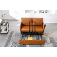 thumbnail image 2 of Convertible Sofa Bed, Modern PU Leather Loveseat Sleeper Sofa Couch with Pull Out Bed, Leisure Futon Sofa Bed with Headboard, 2 Pillows & Side Pockets for Living Room Bedroom Apartment, Brown, 2 of 7