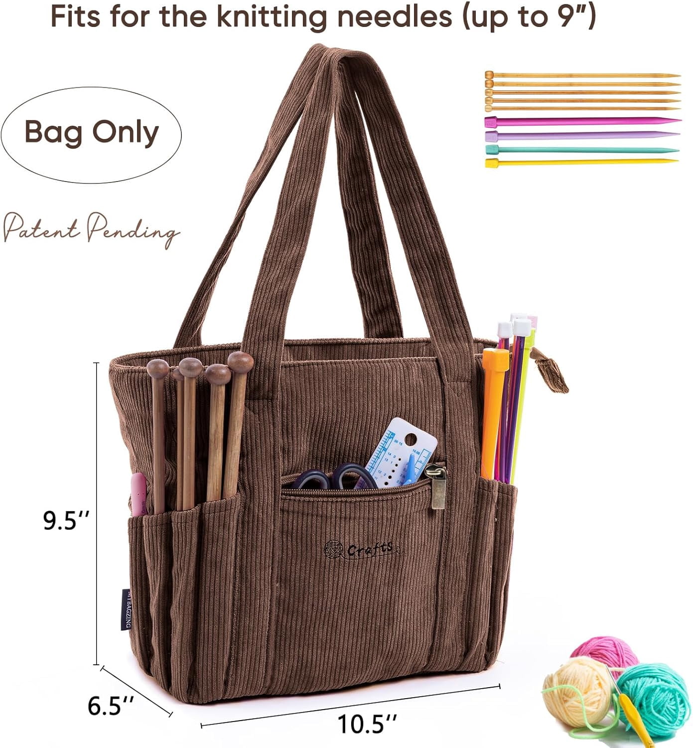Crochet Bag and Tote - Corduroy Yarn Bag - Yarn Holder for Crocheting - Crochet Storage Bag for Crochet , Crochet Accessories, Knitting Bag for Crochet Lovers, Mother's Day Gift